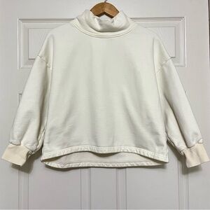 NAP LOUNGEWEAR Oversized Crop Sweatshirt Off White High Neck Cotton Size Medium